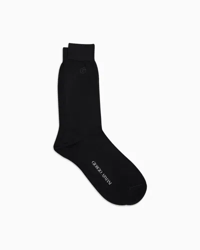 Giorgio Armani Kurze Socken Von Lisle In Schwarz