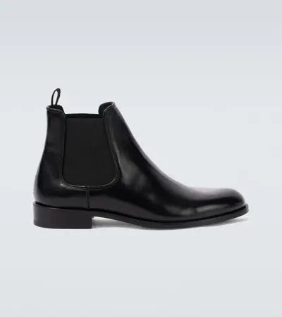 Giorgio Armani Leather Chelsea Boots In Black