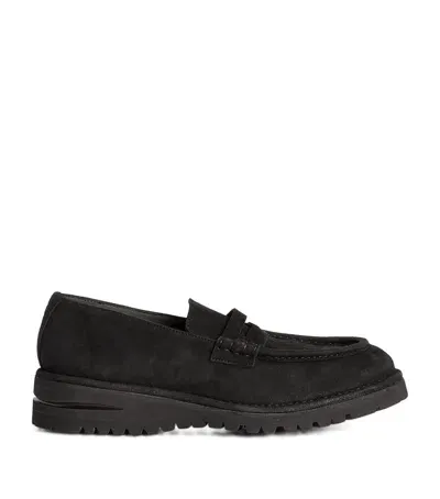 Giorgio Armani Leather Loafers In Black