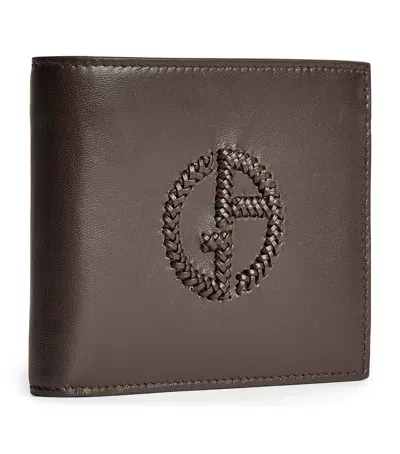 Giorgio Armani Leather Logo Bifold Wallet In Black