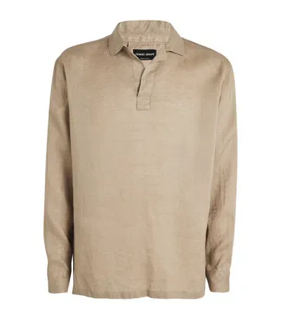 Giorgio Armani Linen Shirt In Beige