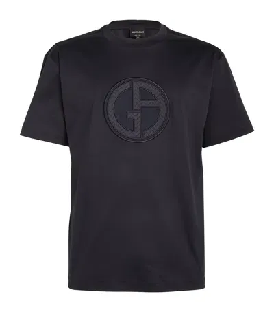 Giorgio Armani Logo-patch T-shirt In Blue