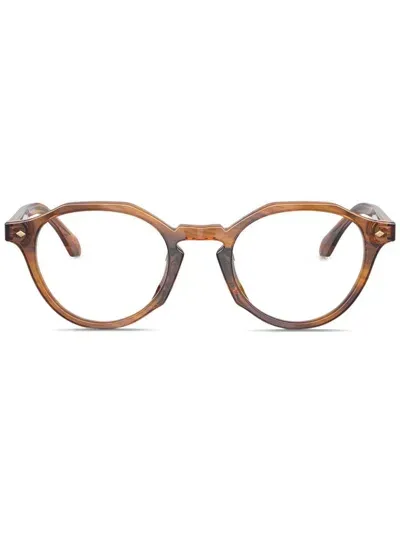 Giorgio Armani Logo-print Glasses In Braun