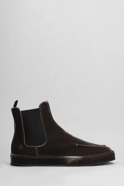 Giorgio Armani Low Heels Ankle Boots In Brown