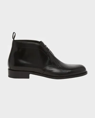 Giorgio Armani Men's Bull Leather Chukka Boots In Black