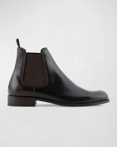 Giorgio Armani Men's Calfskin Chelsea Boots In Ebony