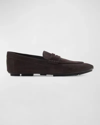 Giorgio Armani Official Store Suede Loafers In Brown