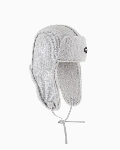 Giorgio Armani Neve Trapper Hat With Earflaps And Visor Knitted In A Cashmere And Viscose Blend In Blue