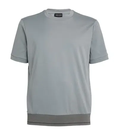 Giorgio Armani Organic Cotton T-shirt In Blue