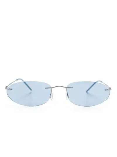 Giorgio Armani Oval-frame Sunglasses In Grey