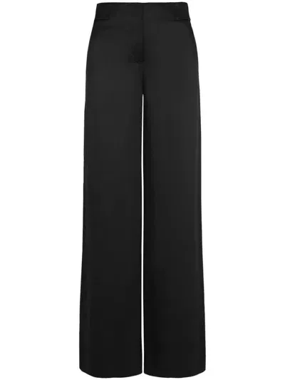 Giorgio Armani Wide-leg Silk Trousers In Black