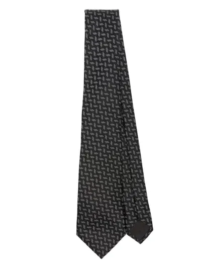 Giorgio Armani Patterned-jacquard Tie In Black