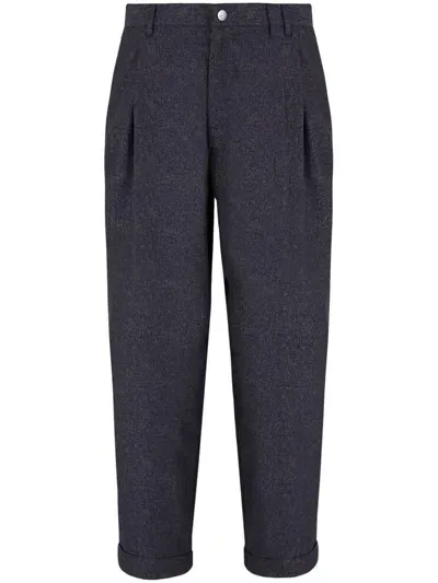 Giorgio Armani Pleated Cropped Tapered Trousers In Grey