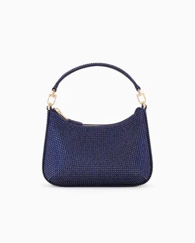 Giorgio Armani Satin And Rhinestone La Prima Mini Handbag In Blue