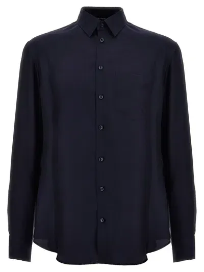 Giorgio Armani Silk Shirt In Blue