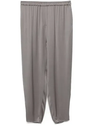 Giorgio Armani Silk Tapered Trousers In Grey