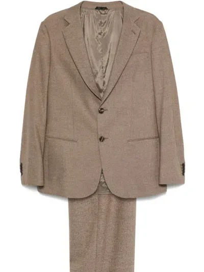 Giorgio Armani Single-breasted Suit In Brown