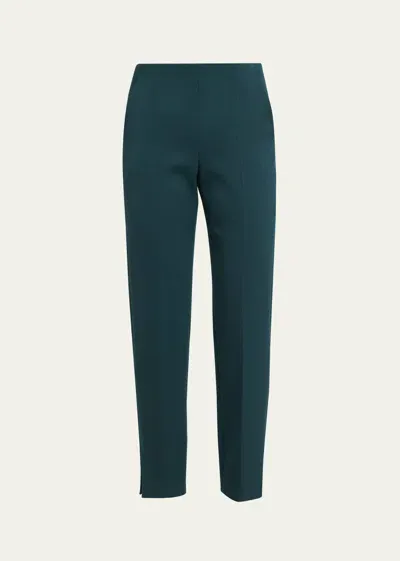 Giorgio Armani Slim-leg Stretch Wool Trousers In Dark Green