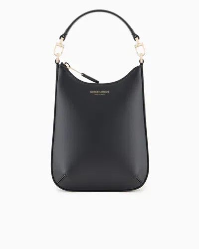 Giorgio Armani Small La Prima Leather Hobo Bag In Black