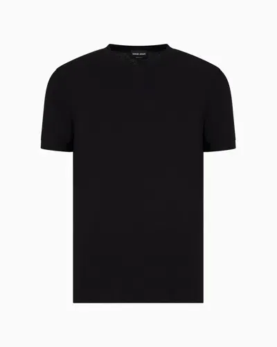 Giorgio Armani Stretch Viscose Jersey, V-neck Icon T-shirt In Black