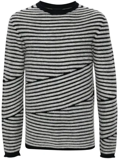 Giorgio Armani Striped Sweater In Grau