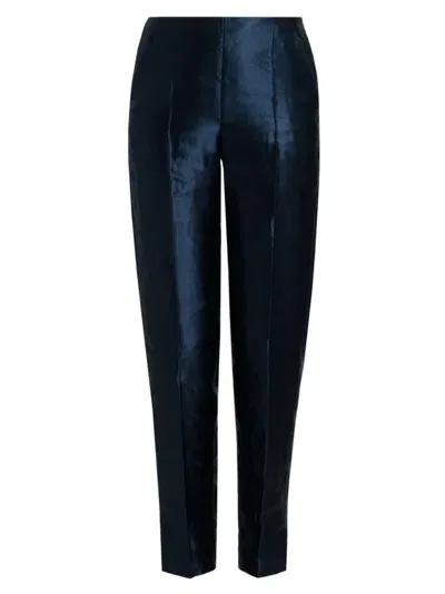 Giorgio Armani Official Store Enzyme-treated Linen And Silk Trousers In Abyss Blue