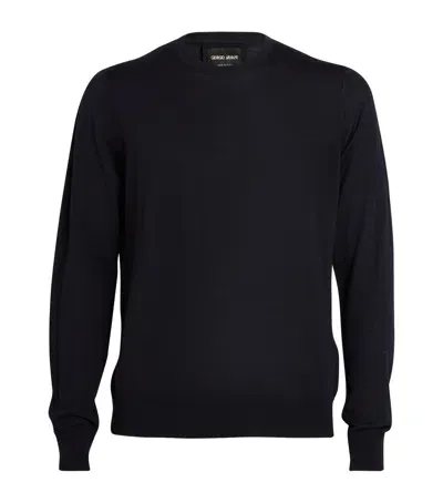 Giorgio Armani Wool Sweater In Blue