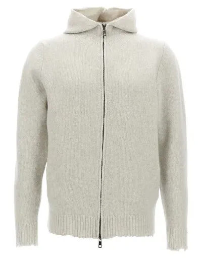 Giorgio Brato Destroyed Hooded Cardigan In Grey