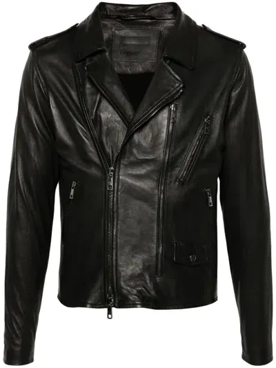 Giorgio Brato Leather Biker Jacket In Black