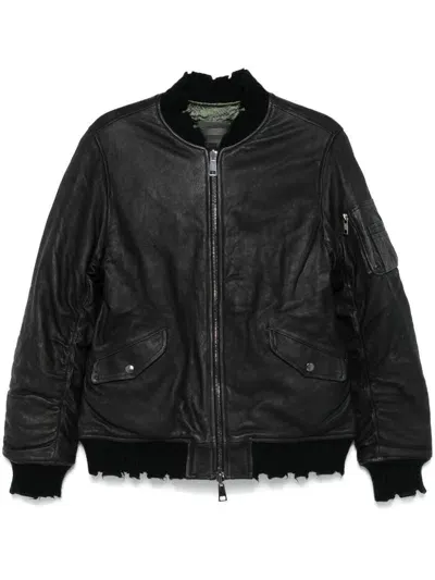 Giorgio Brato Leather Bomber Jacket In Nero