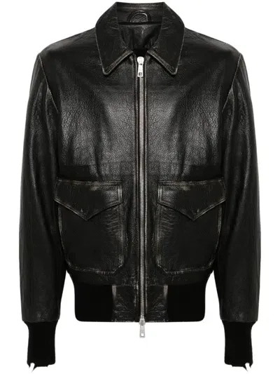 Giorgio Brato Leather Shirt Jacket In Black