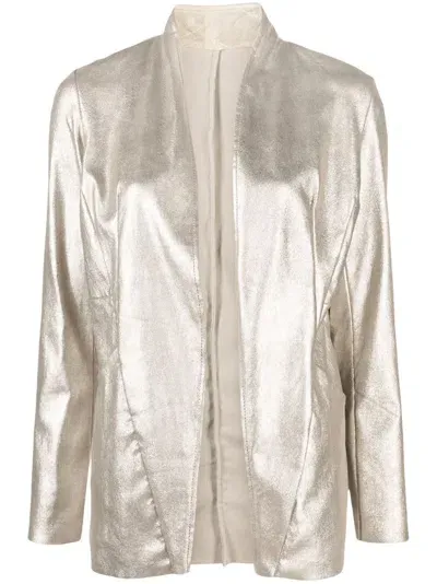 Giorgio Brato Open-front Metallic Blazer In Silber