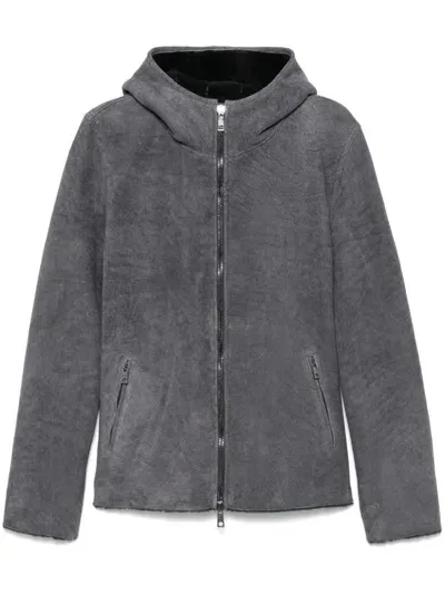 Giorgio Brato Shearling-lining Hooded Jacket In Grey