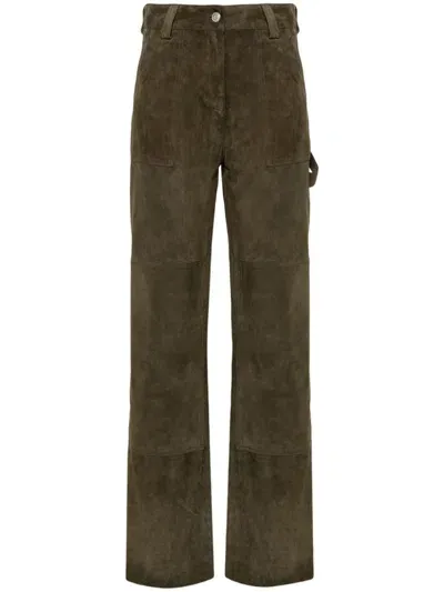 Giorgio Brato Wide-leg Leather Trousers In Green