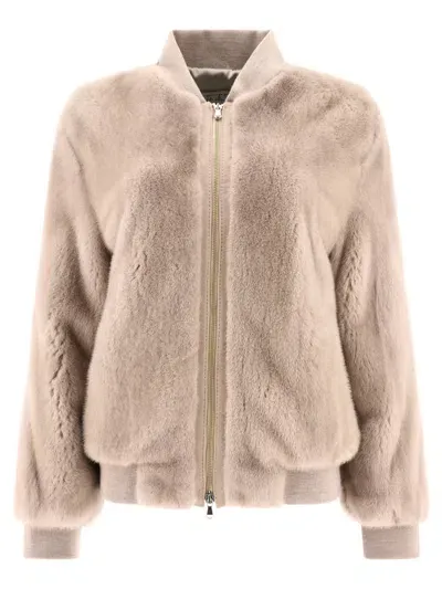 Giovi Mink Fur Bomber Jacket Jackets In Gold