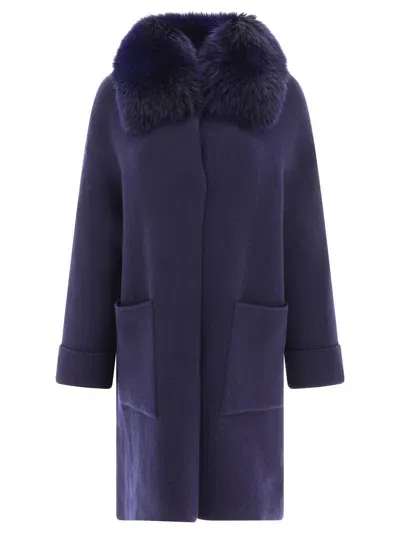 Giovi Wool And Cashmere Coat Coats In Blue