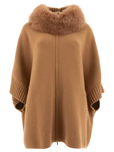 Giovi Wool And Cashmere Poncho In Beige