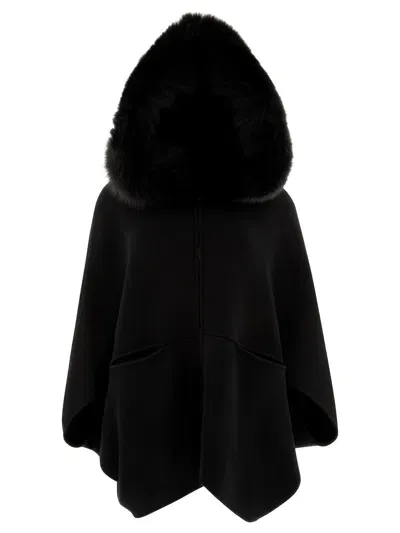 Giovi Wool And Cashmere Poncho Coats In Black