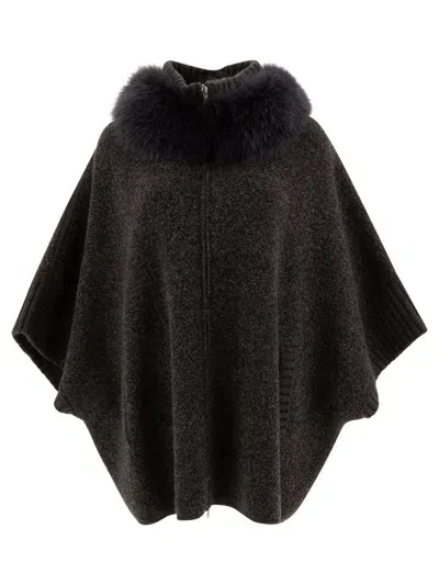 Giovi Wool And Cashmere Poncho In Grey