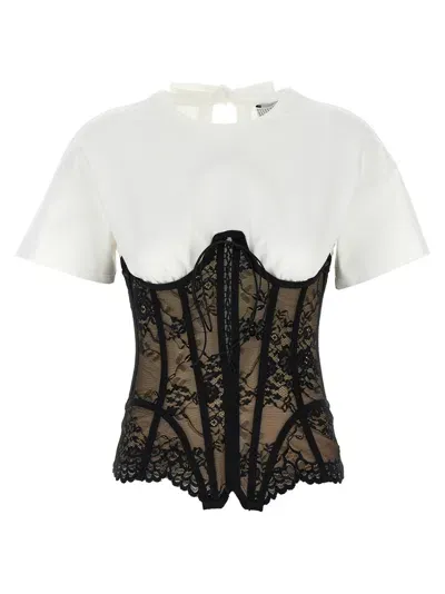 Giuseppe Di Morabito Blackwhite Lace Bodice Insert Top In Multicolor