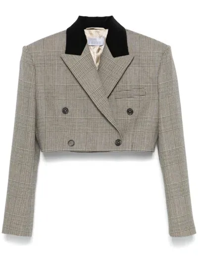 Giuseppe Di Morabito Checked Cropped Blazer In Brown