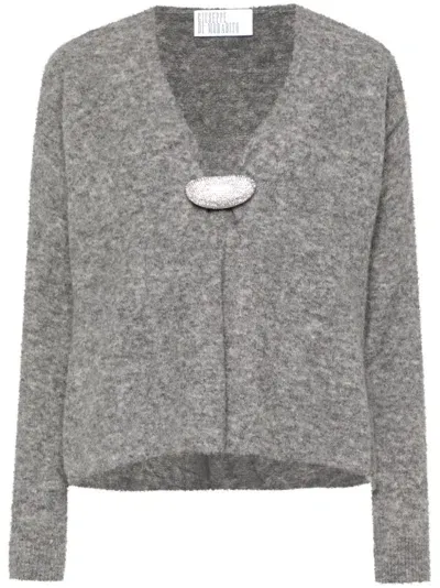 Giuseppe Di Morabito Crystal-embellished Cardigan In Grey