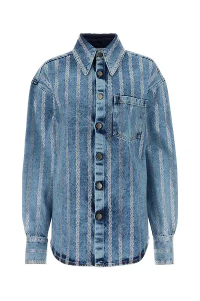 Giuseppe Di Morabito Crystal-embellished Denim Shirt In Blue