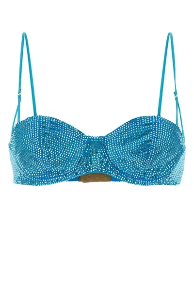 Giuseppe Di Morabito Embellished Stretch Nylon Bra In Skyblue