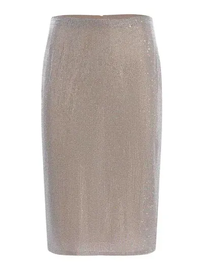 Giuseppe Di Morabito Rhinestones Midi Skirt In Nude & Neutrals