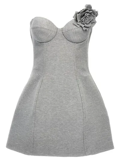 Giuseppe Di Morabito Flower-embellished Strapless Jersey Mini Dress In Grey