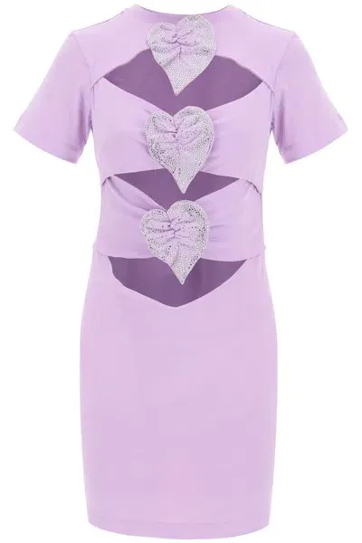 Giuseppe Di Morabito Mini Cut-out Dress With Applied Heart Details In Purple