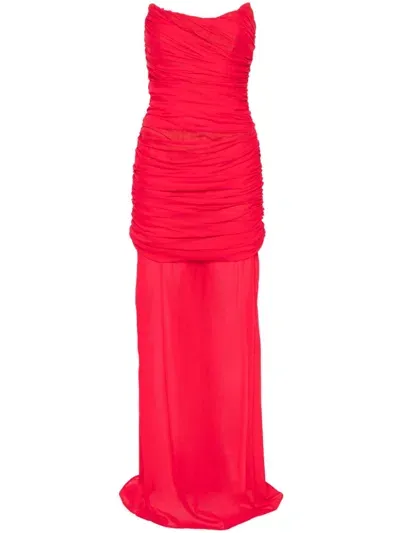 Giuseppe Di Morabito Ruched Gown In Red