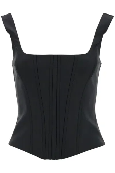 Giuseppe Di Morabito Stretch Wool Corset Top With Nine Words In Black