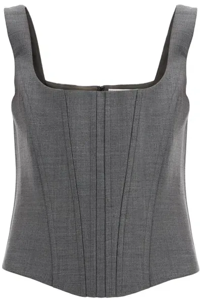 Giuseppe Di Morabito Stretch Wool Corset Top With Nine Words In Gray